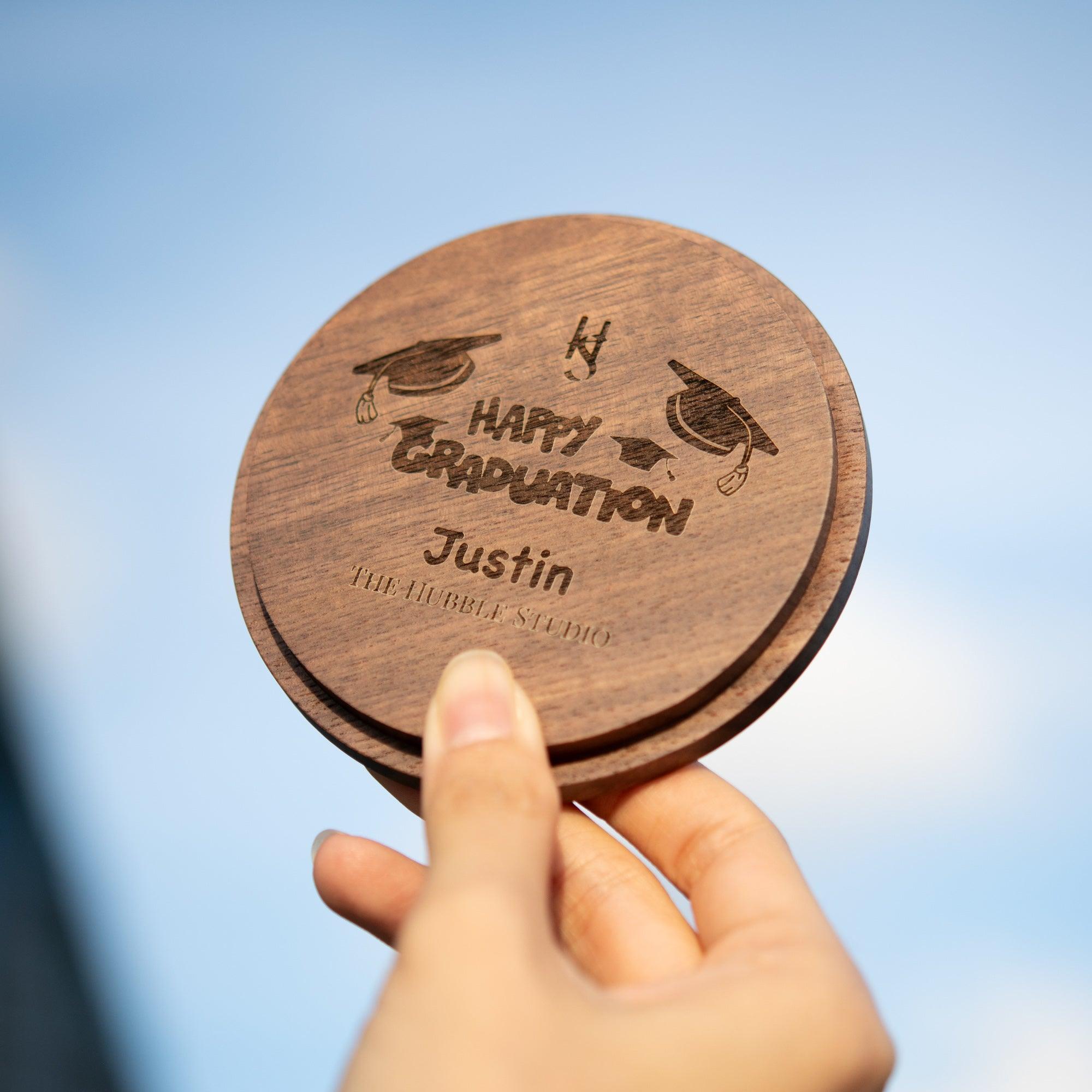 Engraved black walnut lid