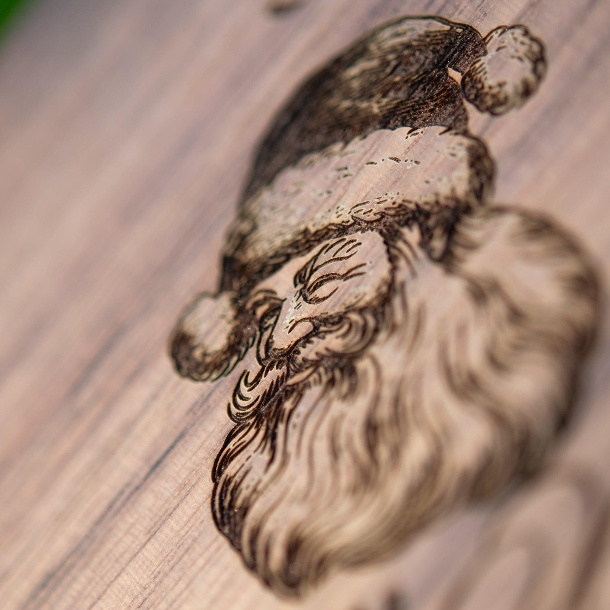 Engraved black walnut lid